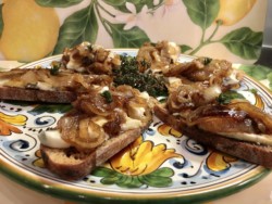 Crostini with Caramelized Onions & Cherry Balsamic Glaze